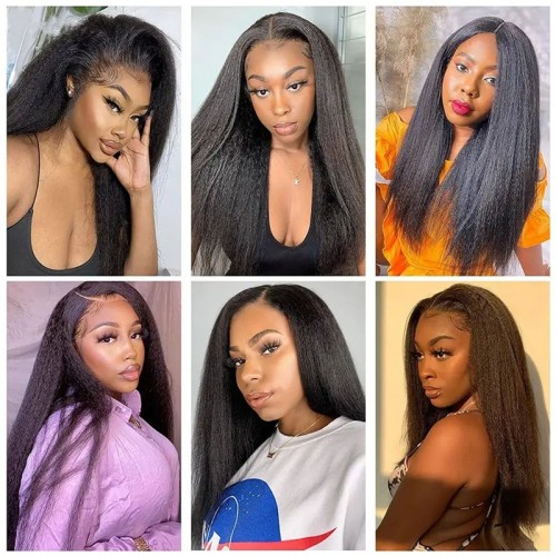 Kinky Straight 4x4 5x5 6x6 7x7 Transparent Closure Wig | Human Hair Wig | Lace Front